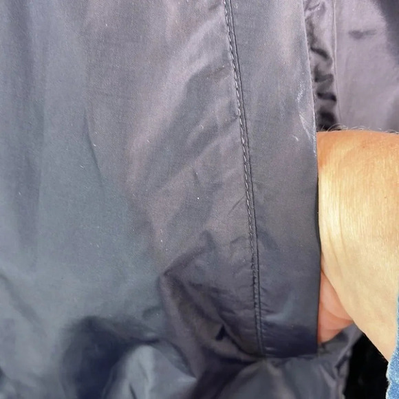 EDDIE BAUER Oversize Windbreaker Jacket Navy Hooded Drawstring Granola Size M - Picture 5 of 11